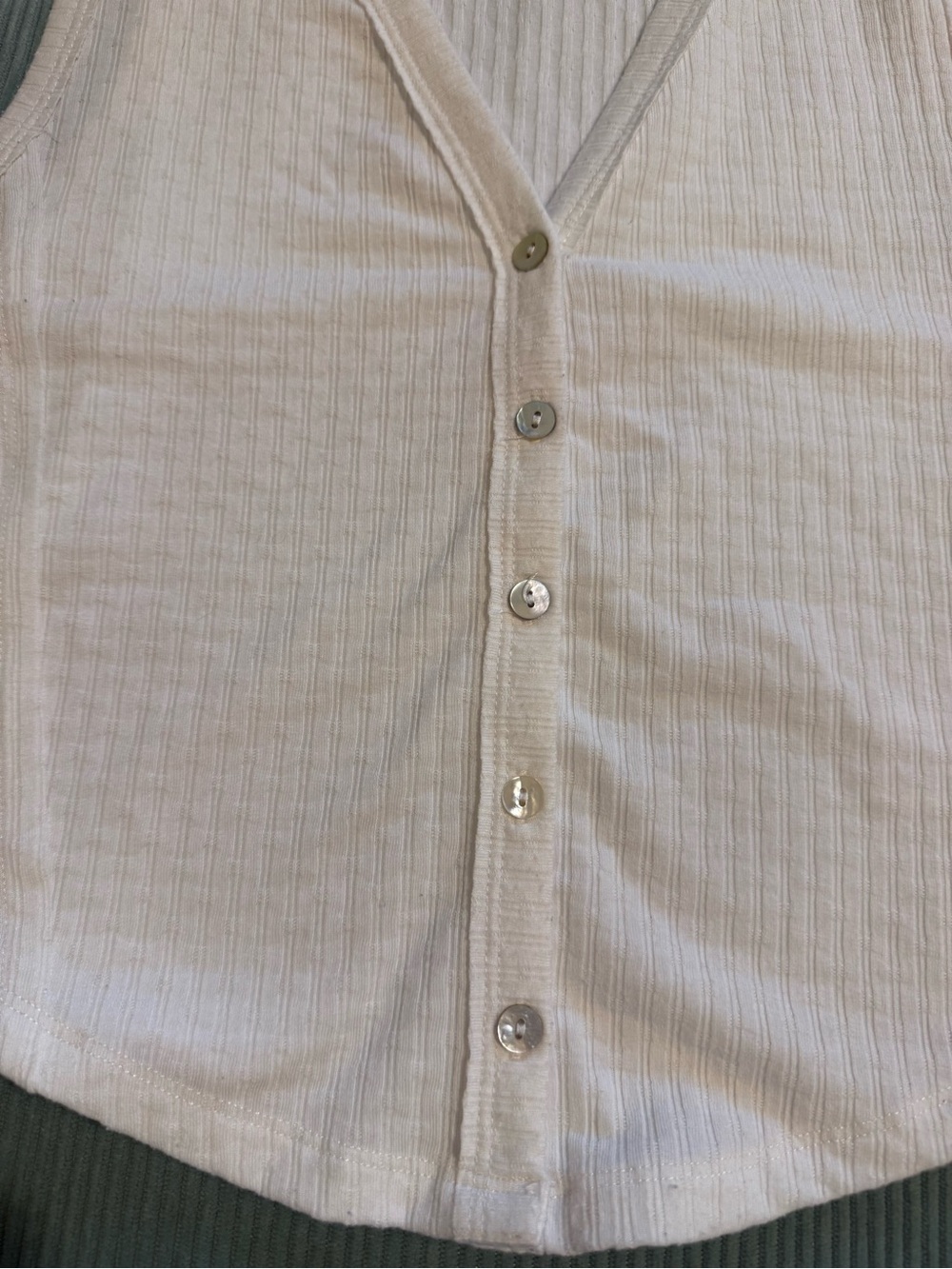 Altar'd State Cream Ribbed Button-Front Tank - Picture 2 of 4